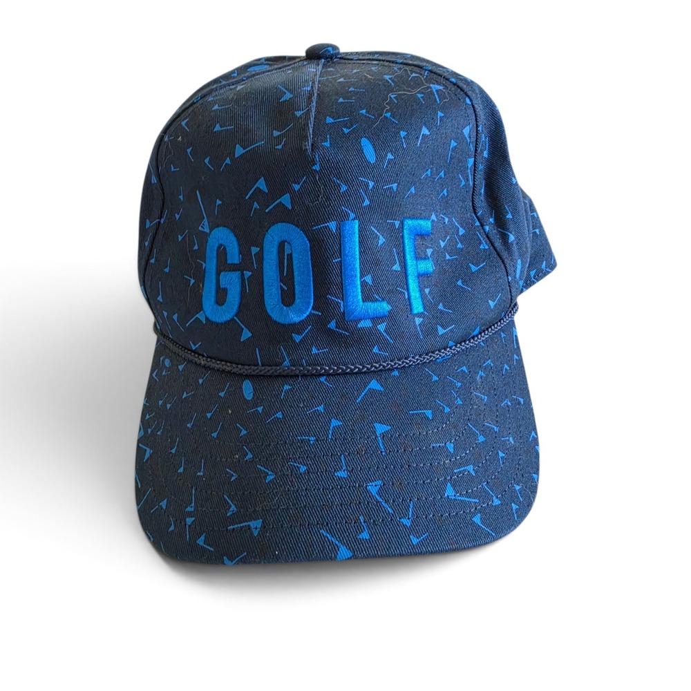 Adidas Golf Mens Navy Blue Flag Print Snapback Hat Rope Cap GOLF Embroidery